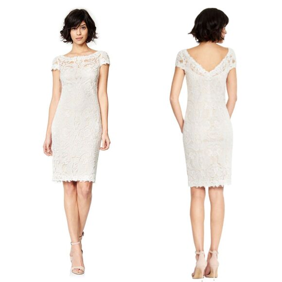 Tadashi Shoji Corded Embroidery Sheath Dress NWT Ivory - Picture 1 of 12